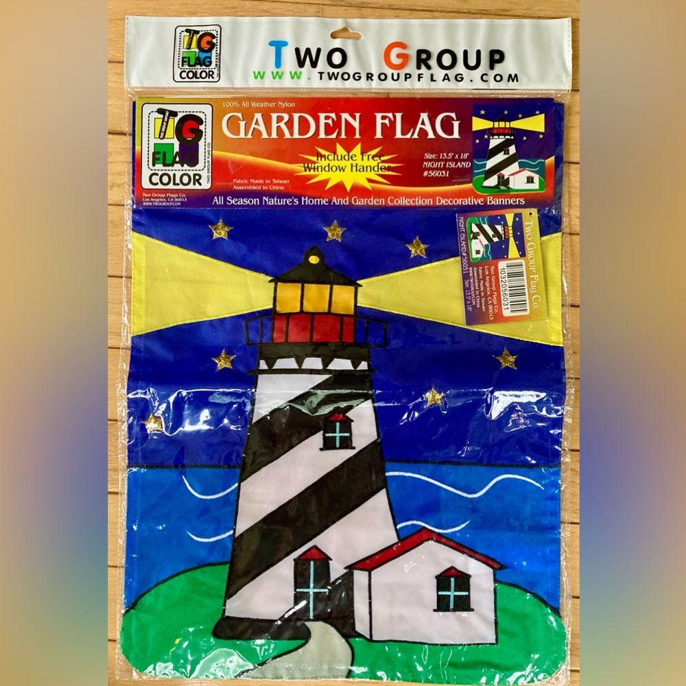 ‘Night Island’ Appliqued Garden Flag with Window Hanger (13.5”x18”)